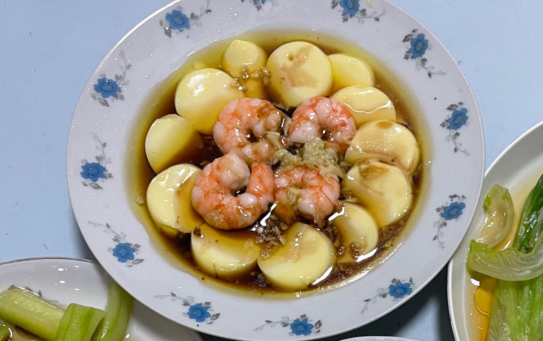 年菜·蒸蒸日上·虾仁蒸蛋