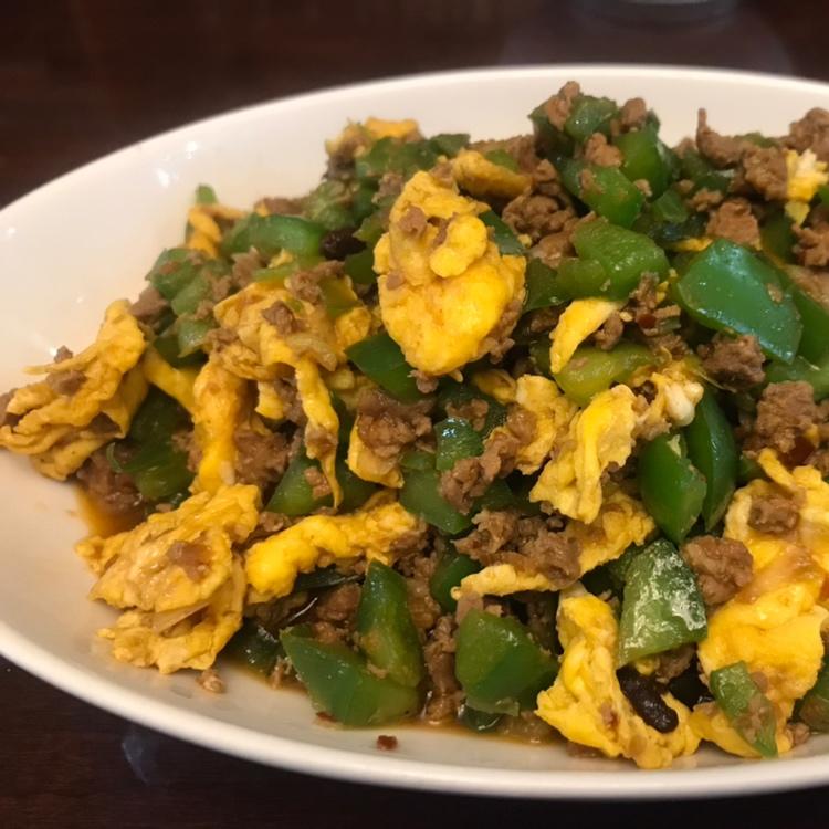青椒肉末炒鸡蛋