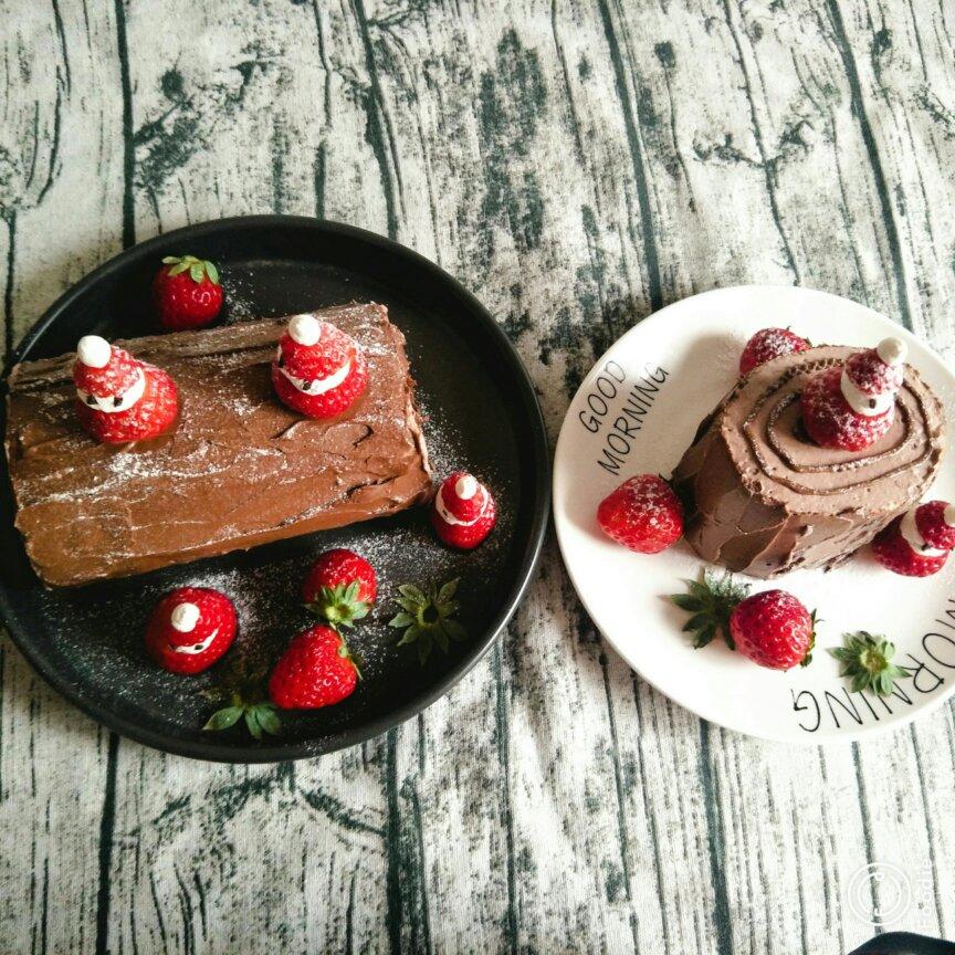 超简单圣诞树根蛋糕卷-超人气菜谱