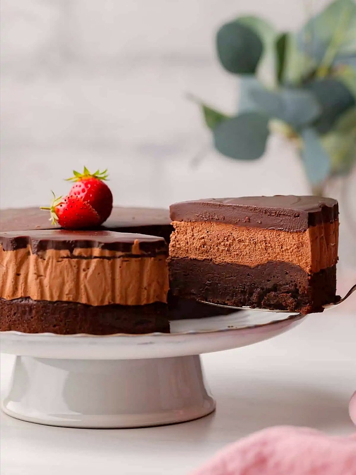 三层口感的巧克力慕斯蛋糕（Chocolate Brownie Mousse Cake）的做法