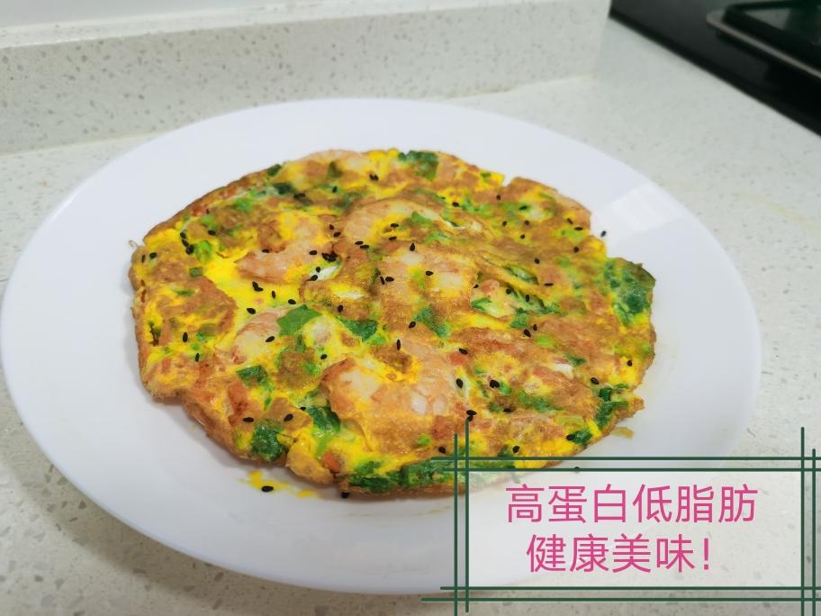 减脂菜谱虾仁生菜蛋饼的做法