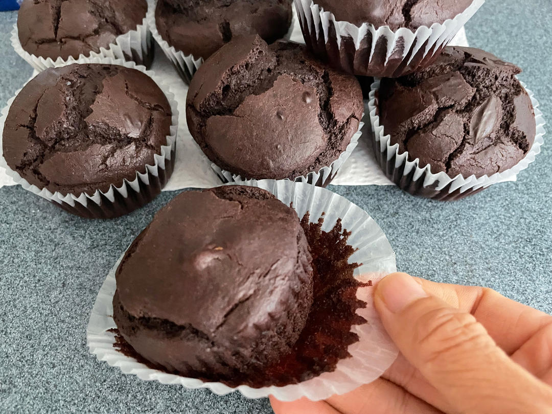 星巴克同款丨巧克力蘑菇头玛芬蛋糕丨免打发零失败