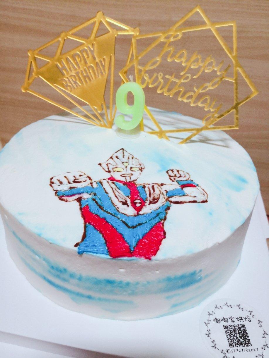 超级无敌美貌简单的刺绣风 奥特曼生日蛋糕