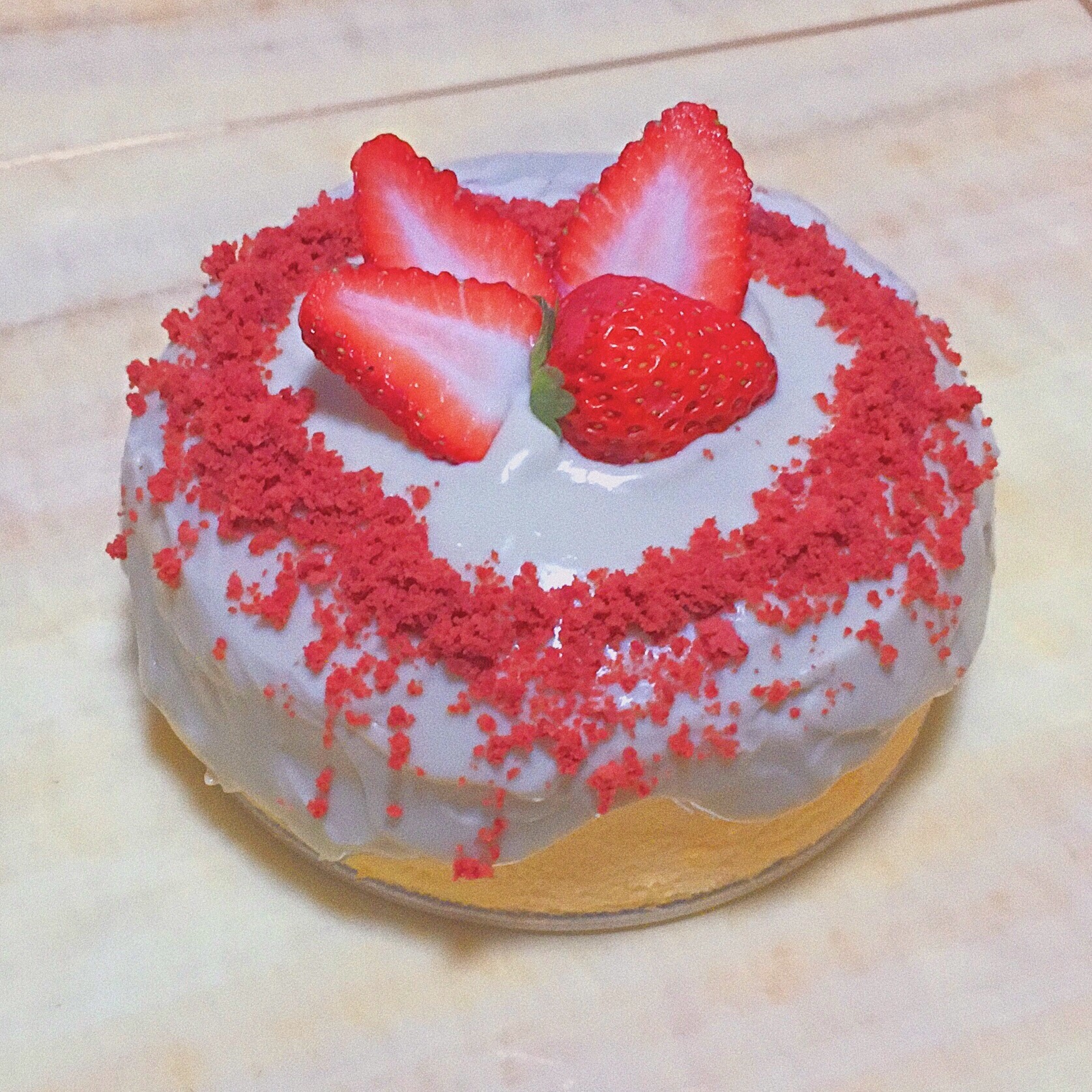 中间藏着一颗💓爱心💓的🍓草莓雪崩蛋糕🍓～（六寸）的做法 步骤19
