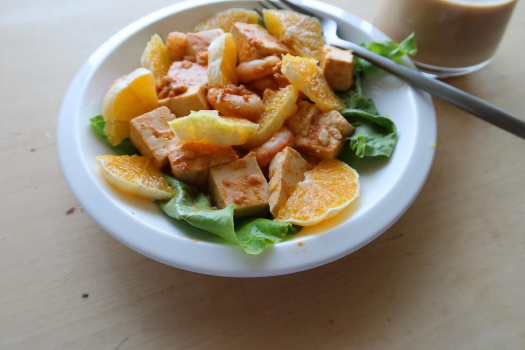 味噌姜汁豆腐虾仁橙香温沙拉【优质蛋白质】