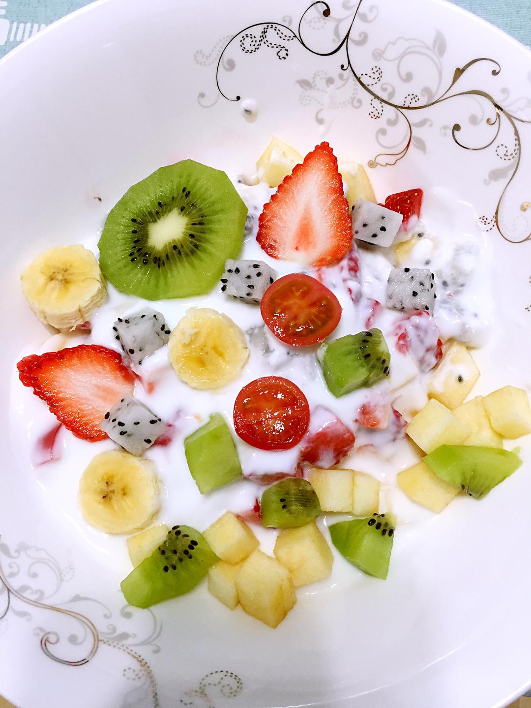 酸奶 水果,营养,润肠,减肥的时候可以代替晚餐用料懒人水果捞超级简单