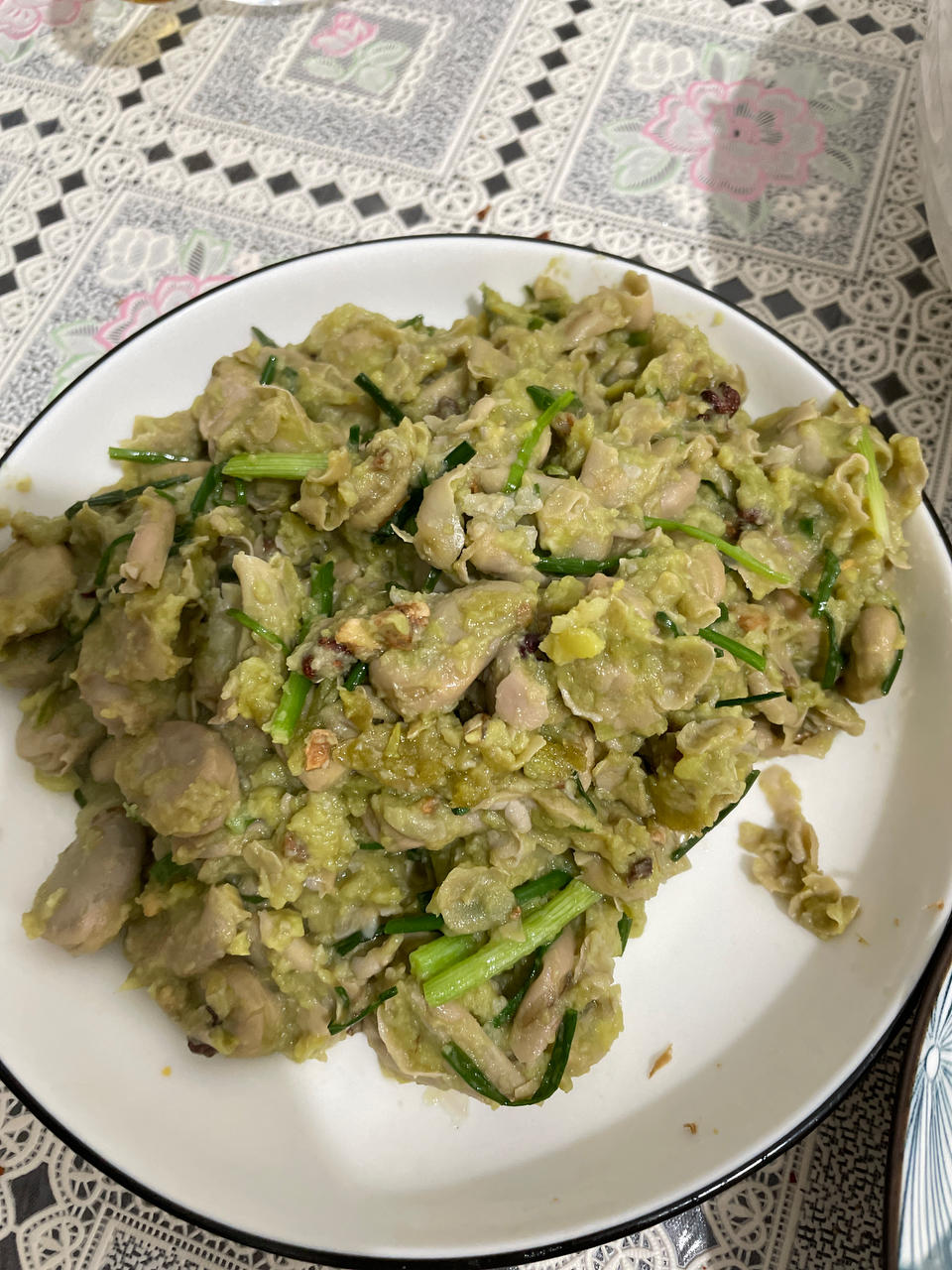 椒盐野香葱炒胡豆