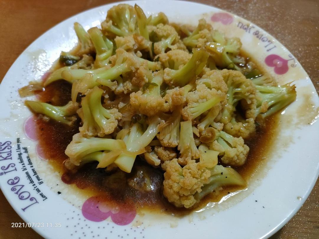 家常素炒菜花，清脆！