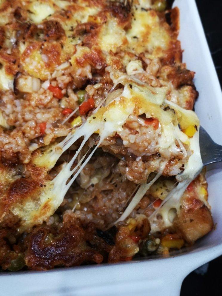 烤箱版会拉丝的芝士鸡肉焗饭