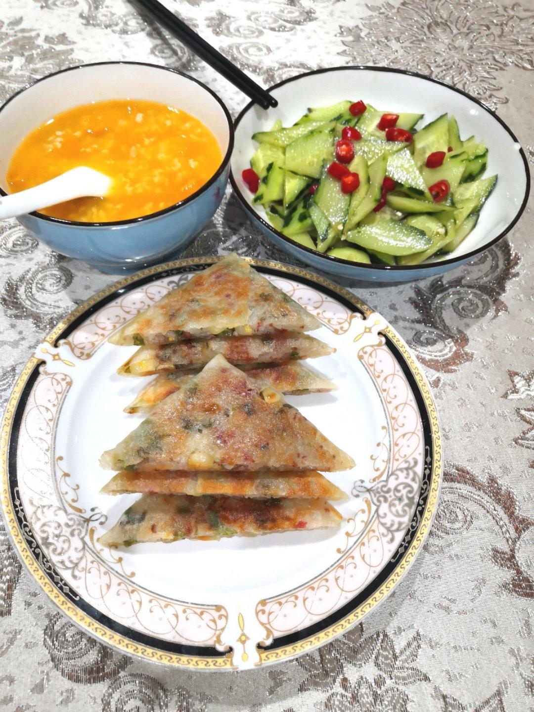 简单快手蔬菜鸡蛋煎饼