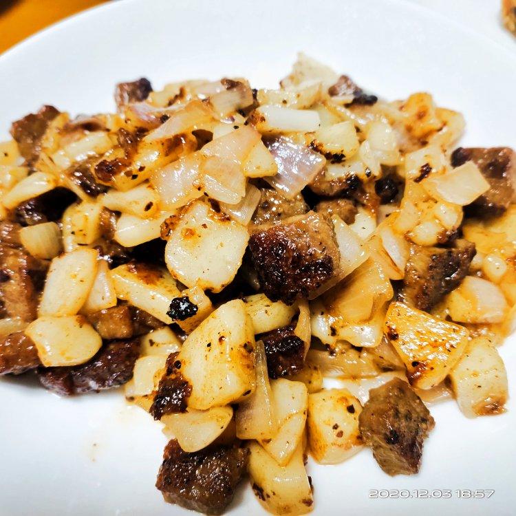 黑椒年糕牛肉粒