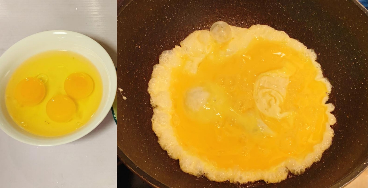 青椒火腿炒鸡蛋的做法 步骤2