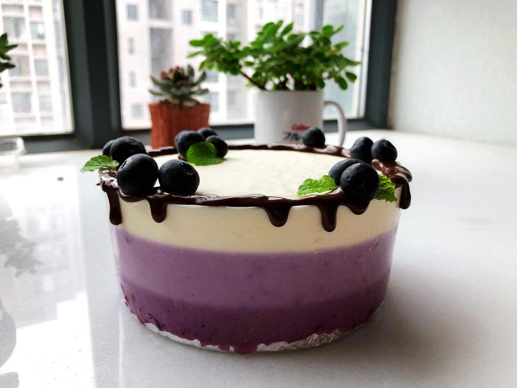 渐变蓝莓冻芝士蛋糕（免烤）