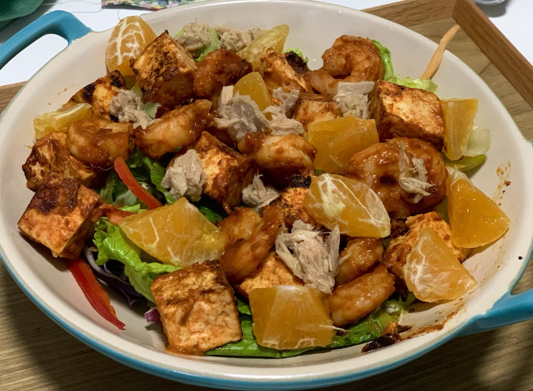 味噌姜汁豆腐虾仁橙香温沙拉【优质蛋白质】