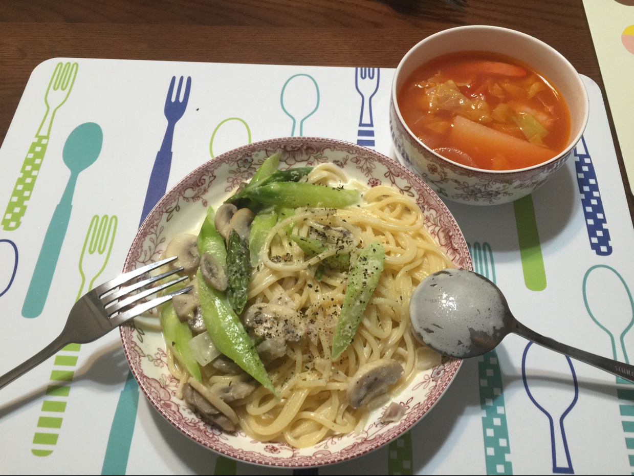 白蘑菇奶油培根意面