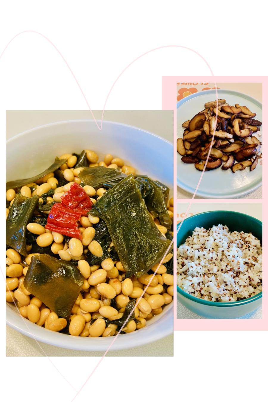 素🉑海带炖黄豆，干煸香菇的做法