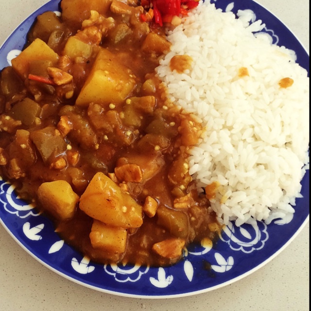 茄子绞肉咖喱饭