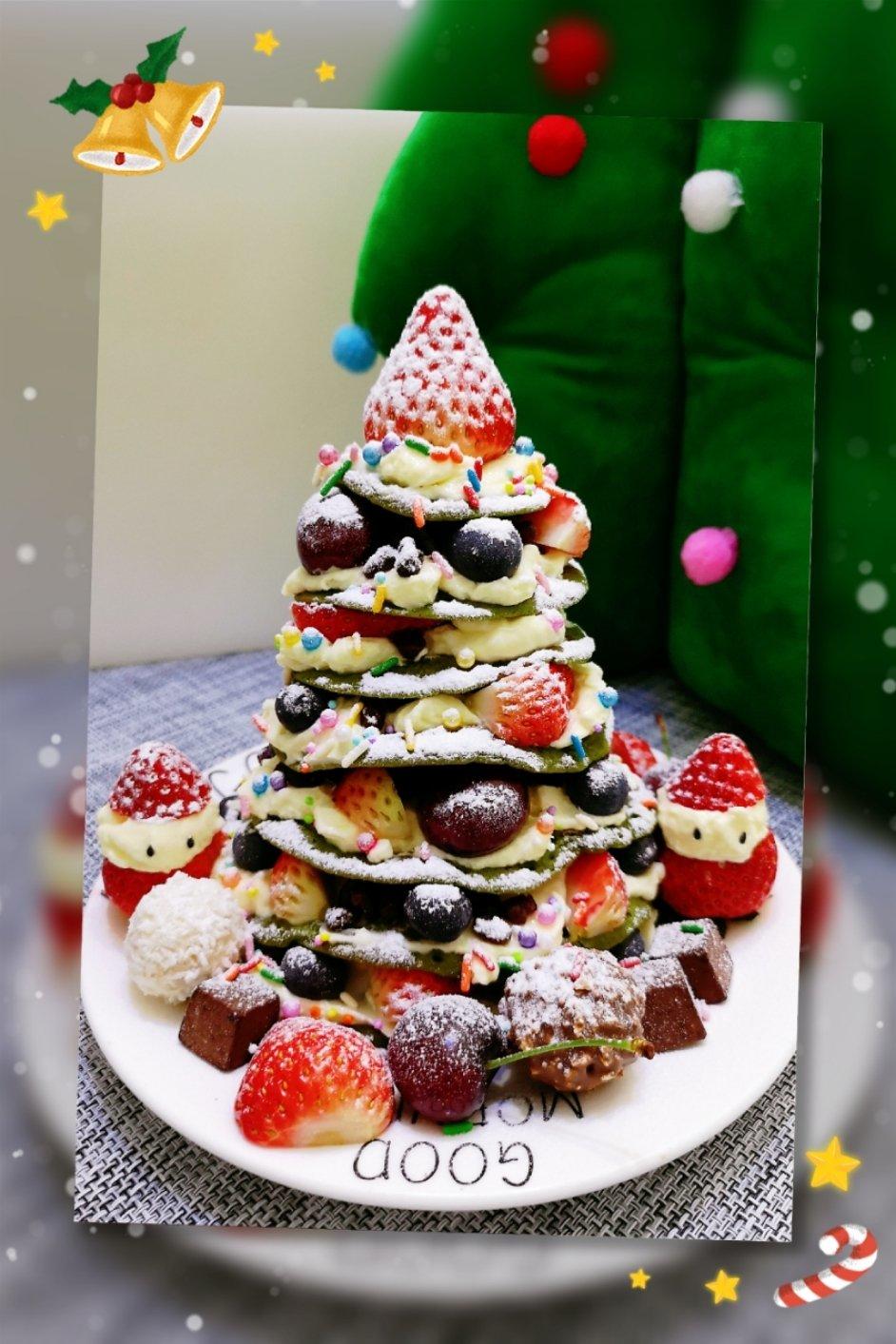 kkslife做的圣诞树水果松饼塔