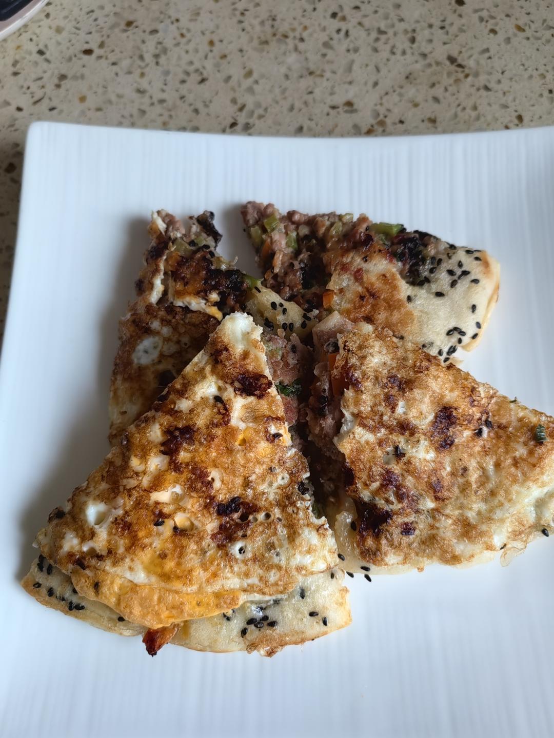 邪修早餐，手不黏面肉饼的做法