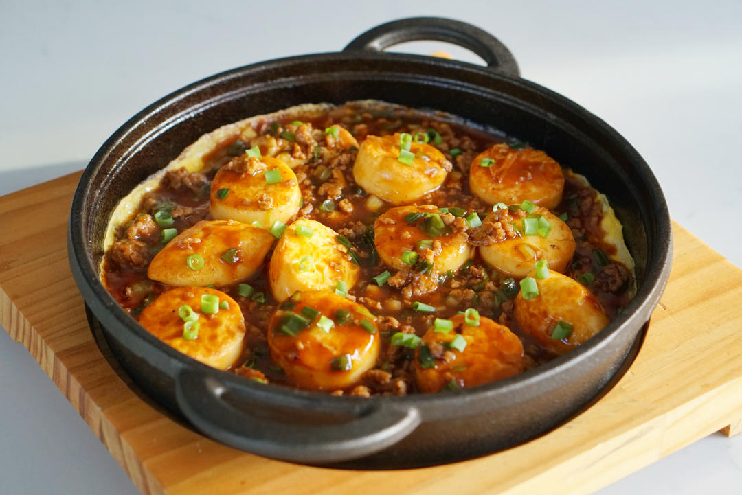 铁板肉沫豆腐煎蛋