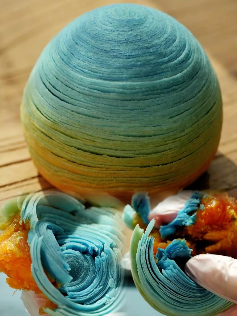 极考验耐心技术❗️海之蓝螺旋凤梨蛋黄酥〔一般人做不了〕