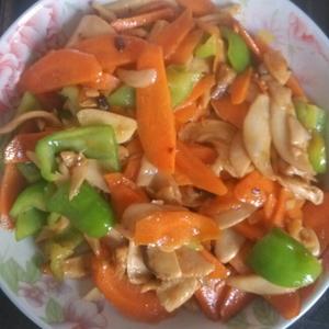 胡萝卜杏鲍菇炒鸡肉片的做法 步骤3