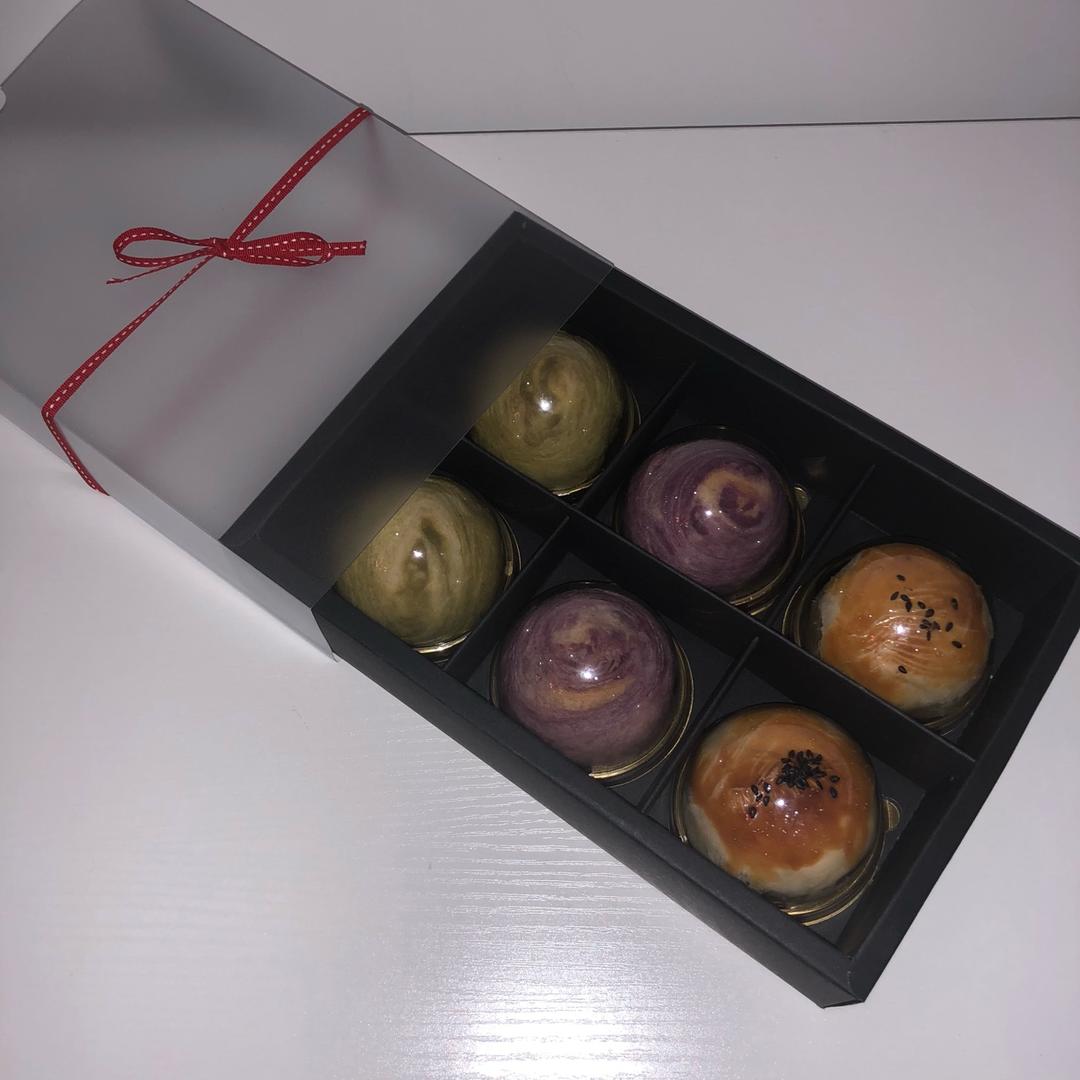 蛋黄酥~紫薯、抹茶、原味~花好月圆，中秋快乐~内附一次做六色蛋黄酥方法~