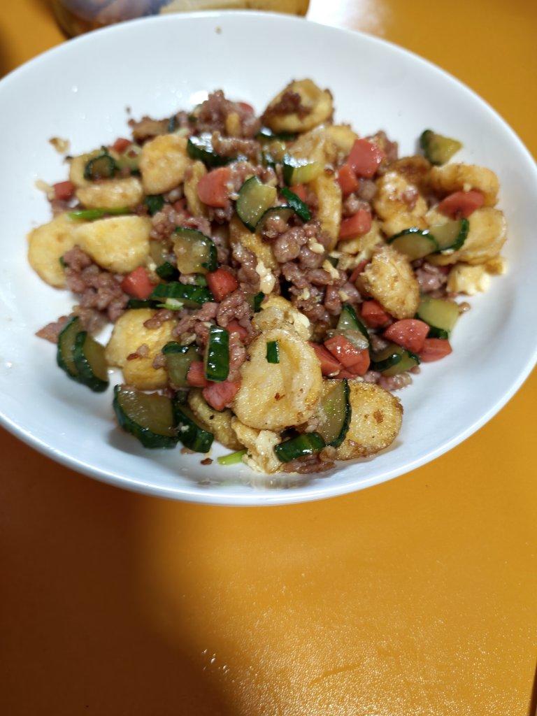 日本豆腐火腿黄瓜肉沫（自存菜谱）