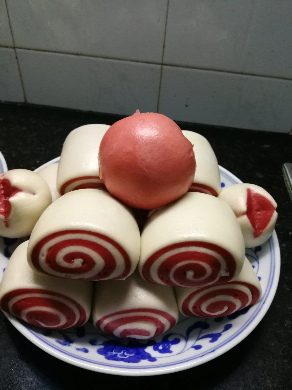 孟梦丶做的双色馒头(花朵馒头)