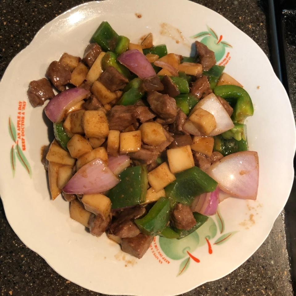 家常菜~杏鲍菇烧牛肉粒