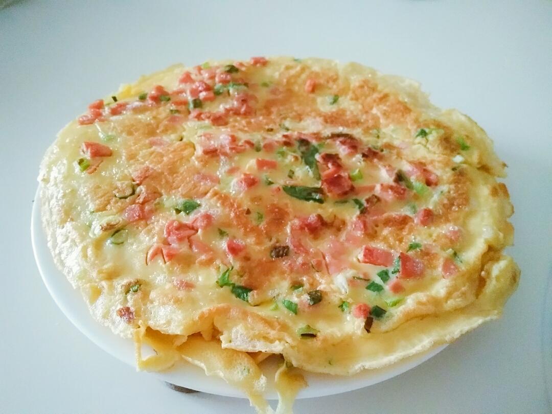 火腿肠葱花鸡蛋饼