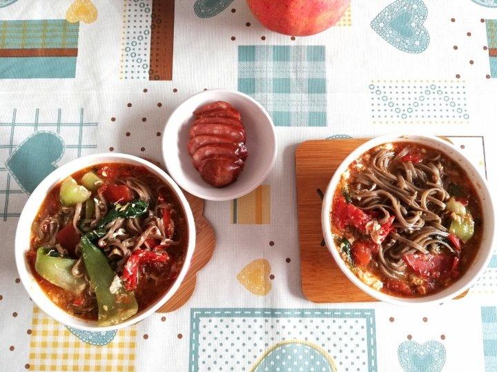 西红柿鸡蛋豆腐荞麦面【减脂餐】