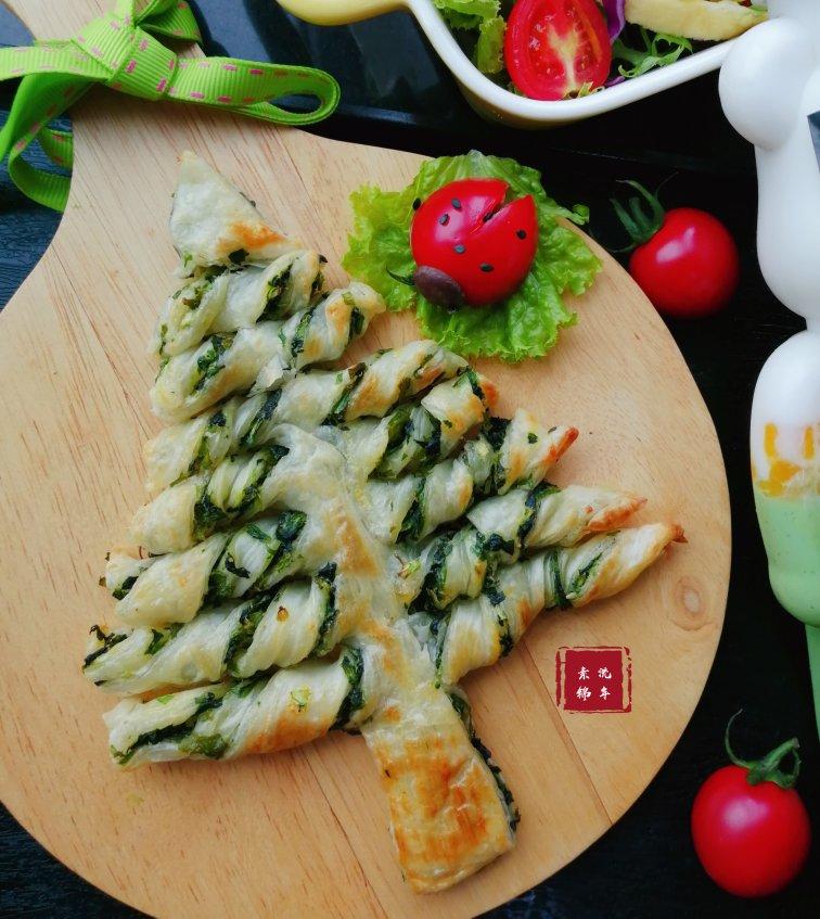 手抓饼菠菜圣诞树🎄酥到掉渣免揉简单快手