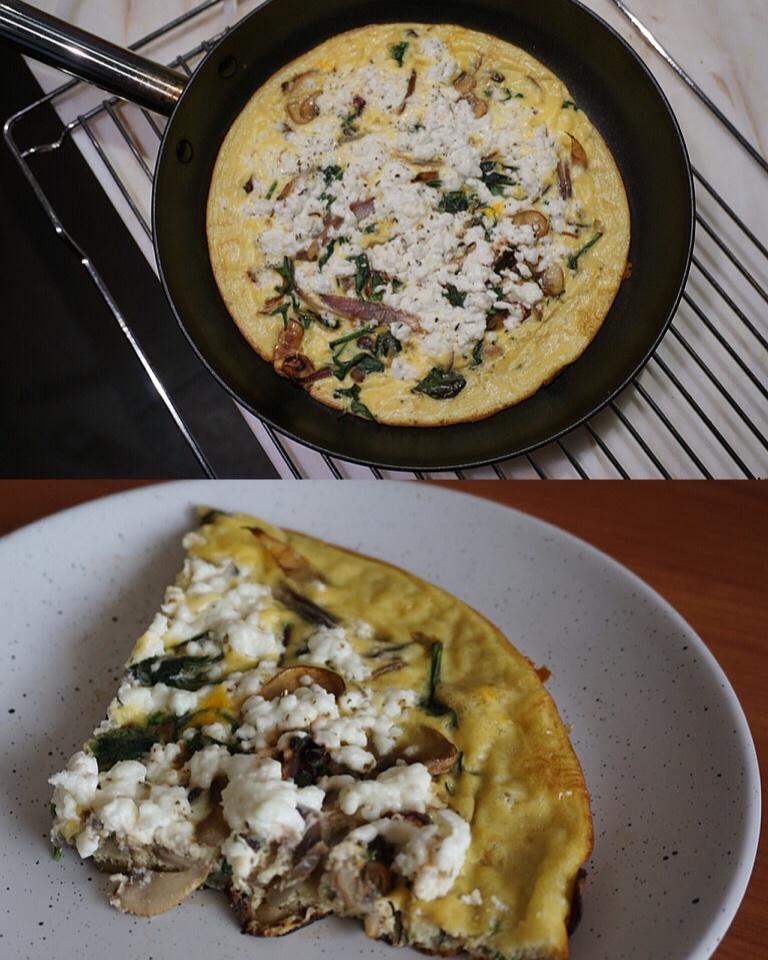 蘑菇菠菜奶酪早餐蛋饼丨健康·烘焙