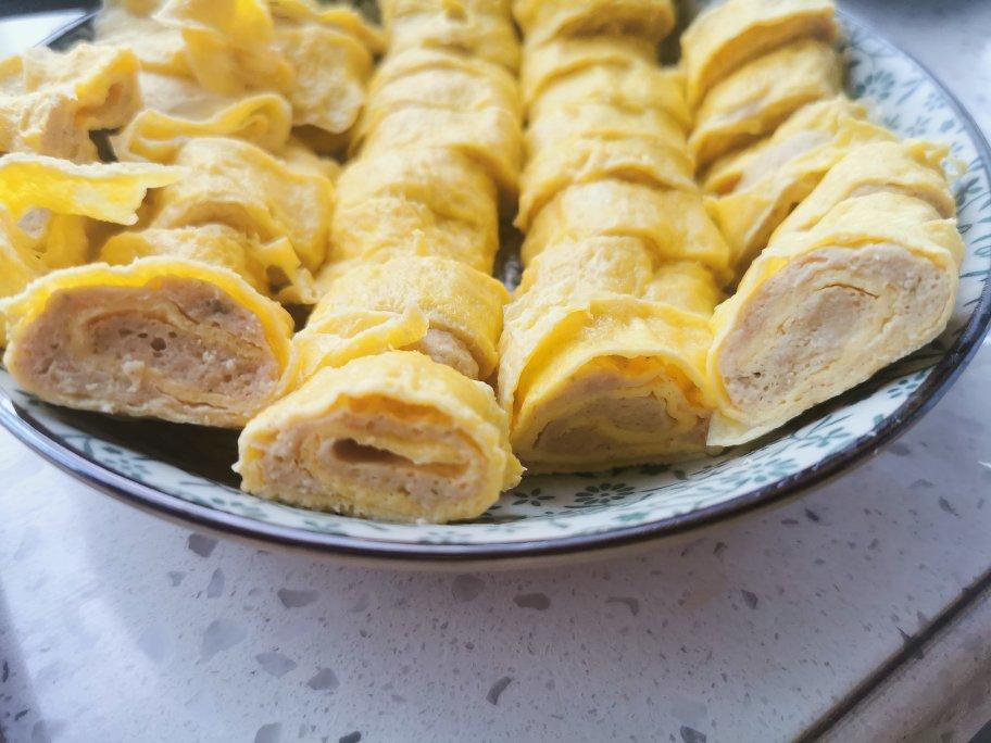 沐渔紫露做的宝宝蛋皮肉卷儿童肉蛋卷婴幼儿鸡蛋肉卷一岁以上宝宝辅食