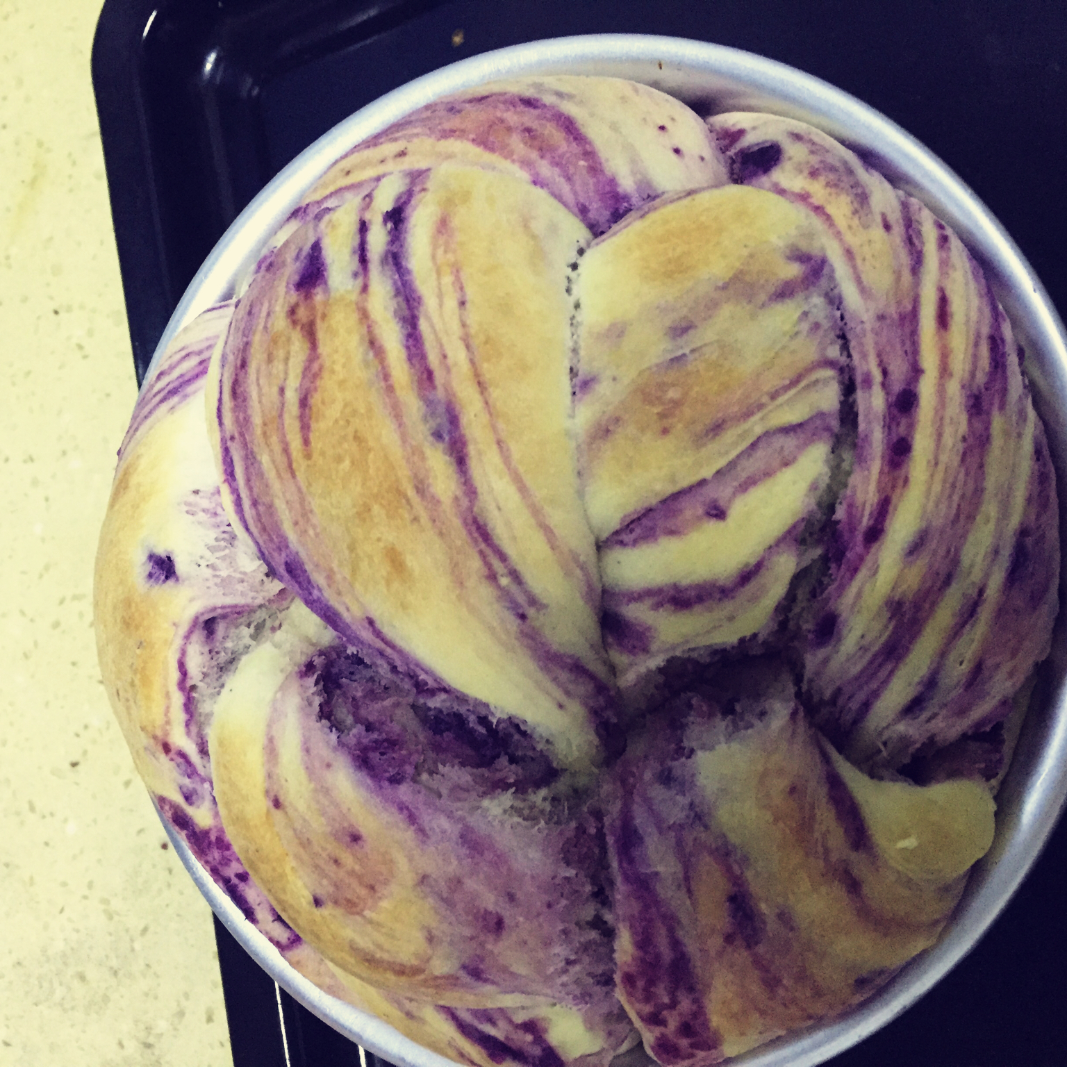 紫薯手撕面包（无需揉出膜）