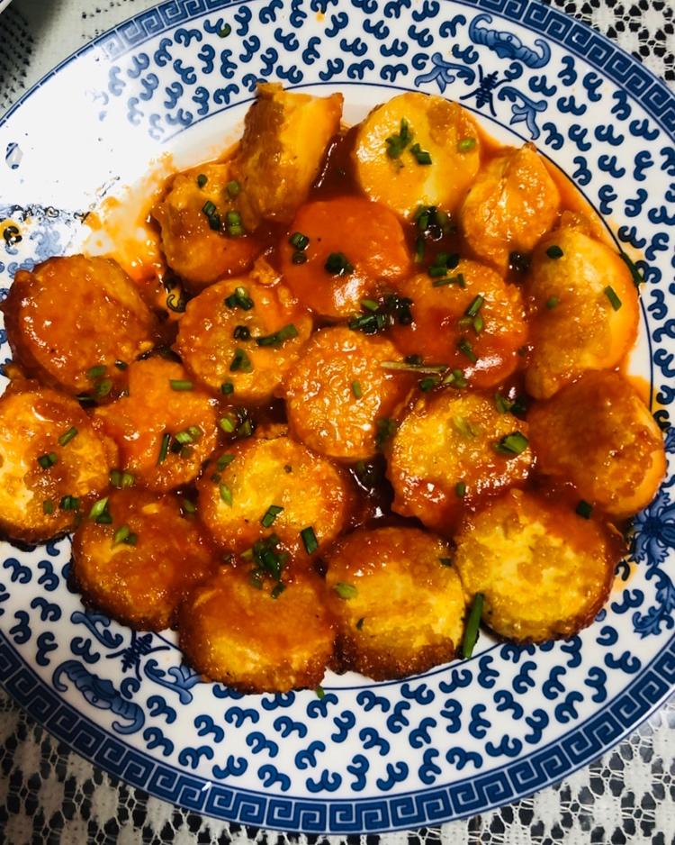 涛声依旧九江做的番茄酱煎日本豆腐