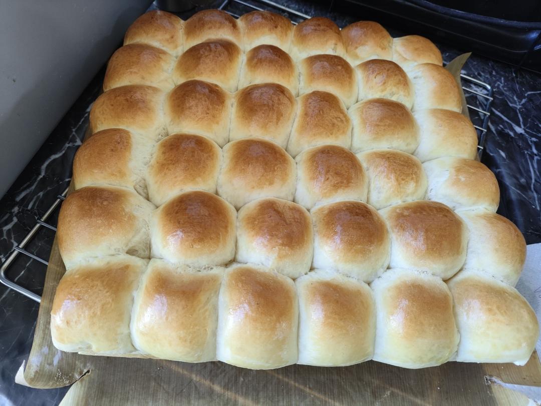 懒人版一次发酵蜂蜜脆底小面包（28x28金盘量）