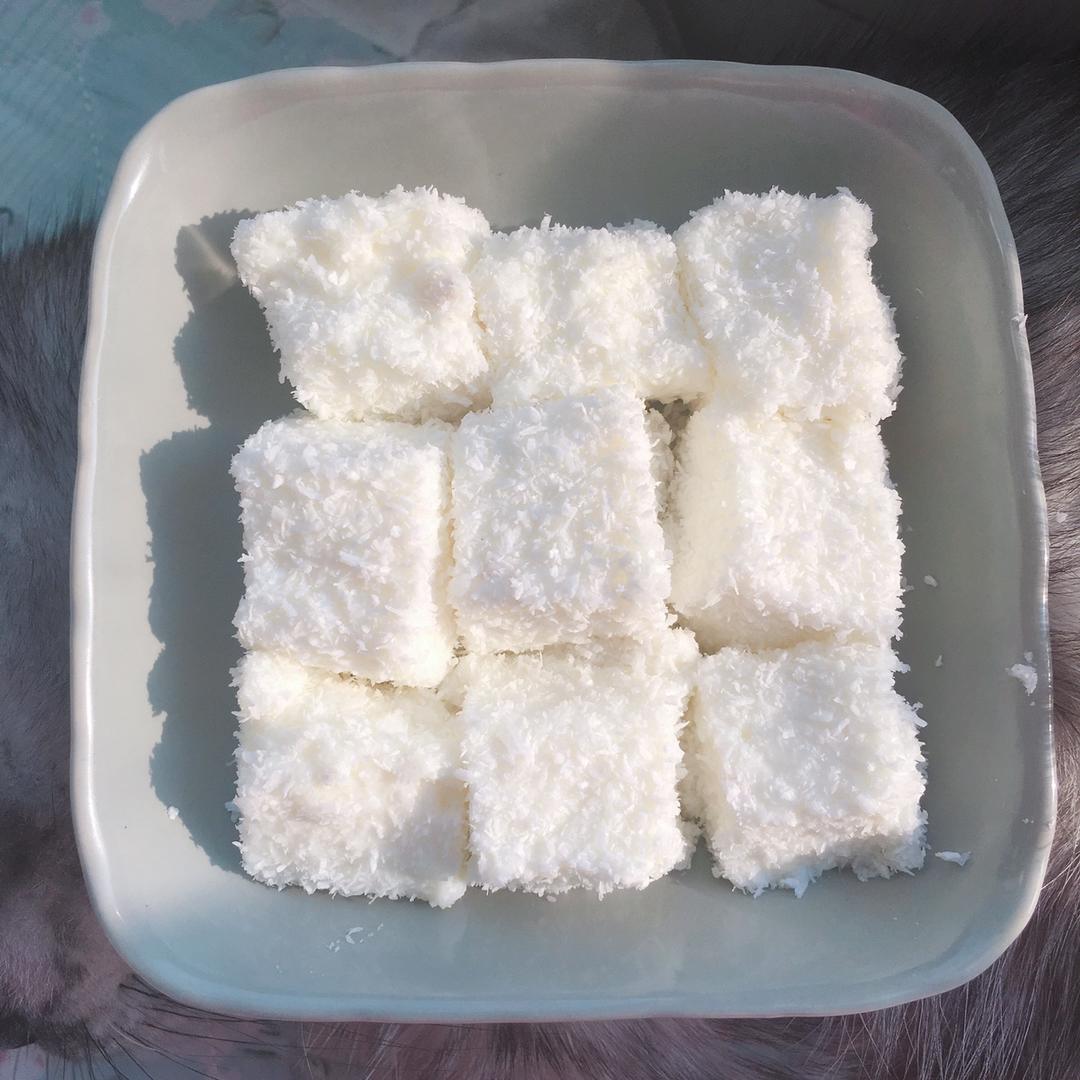 人形自走泰迪v做的椰蓉鲜奶冻