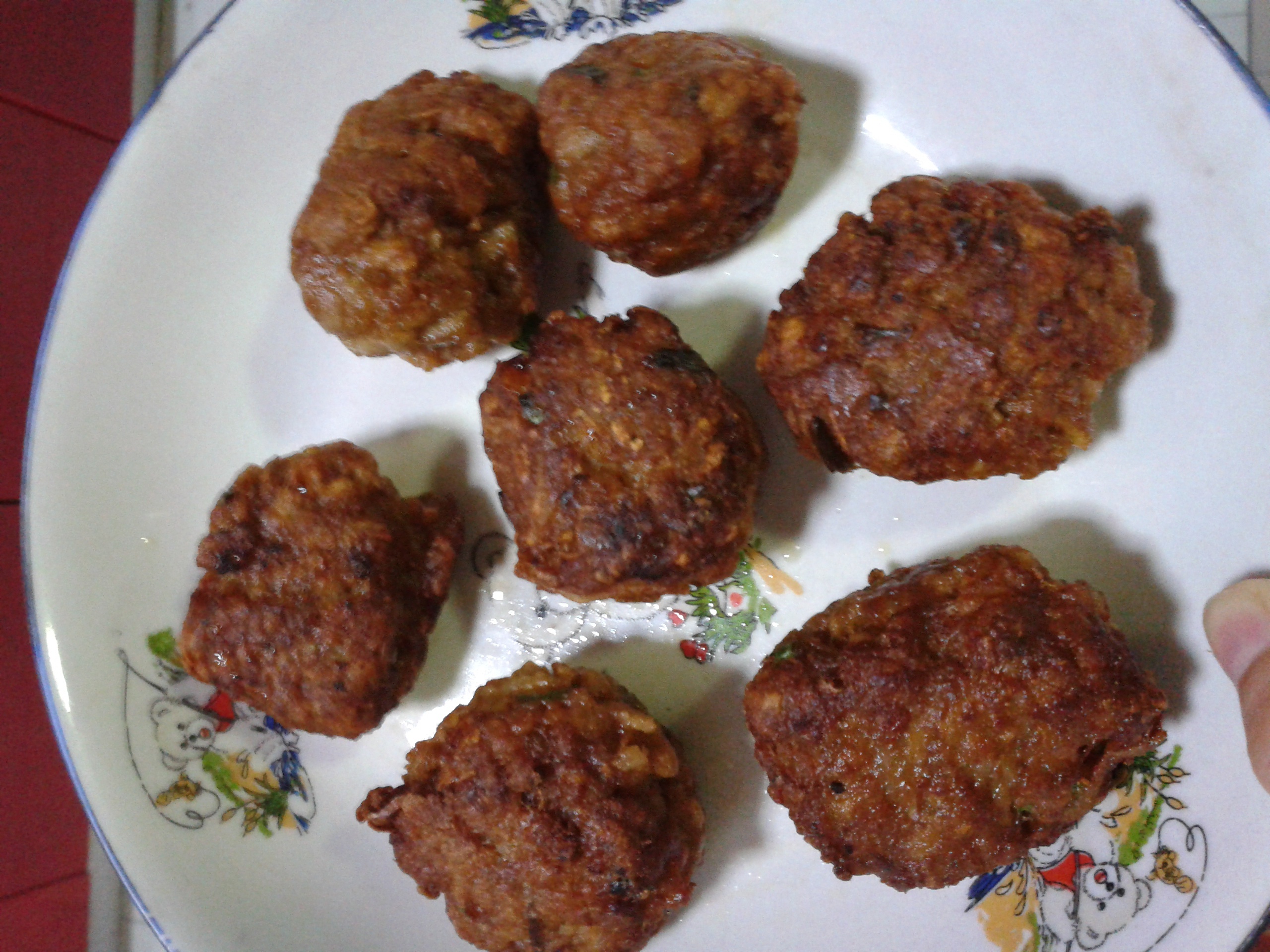 手工做素藕圆子