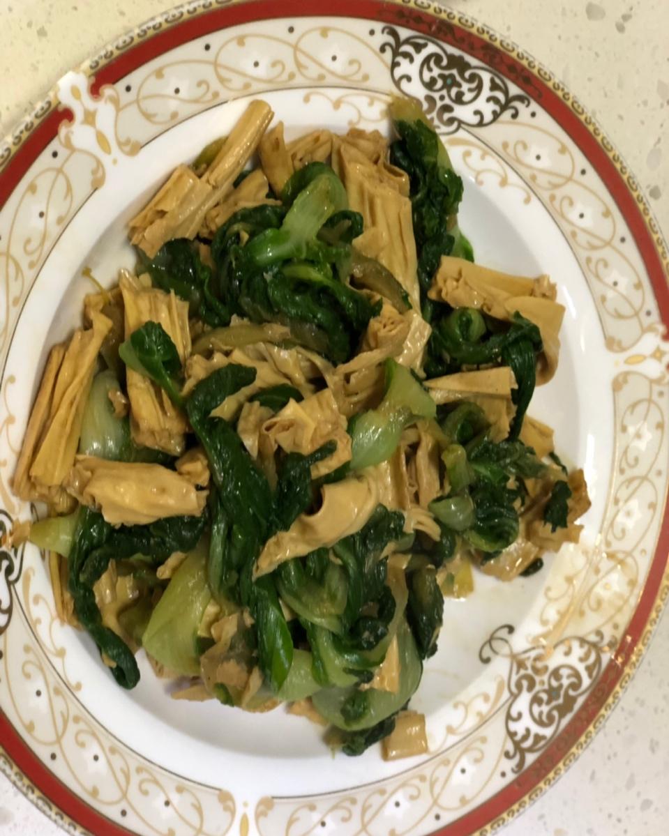 小白菜炒腐竹