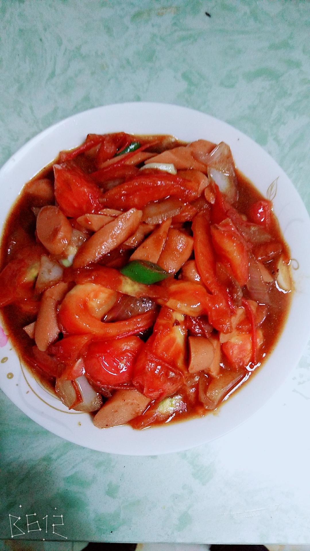 西红柿洋葱炒火腿