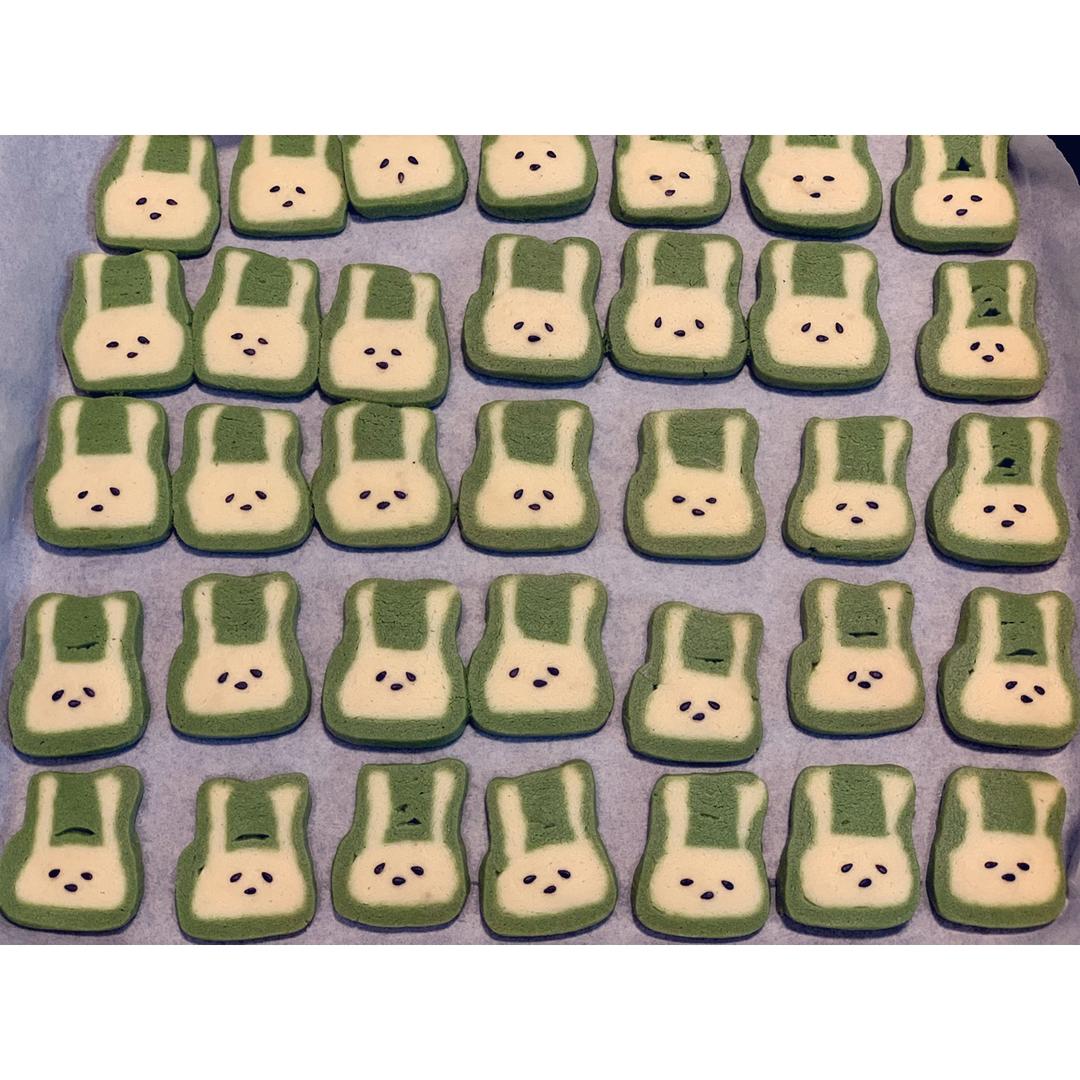 抹茶兔兔曲奇（比熊猫简单！超详细实物图+超良心手绘图）