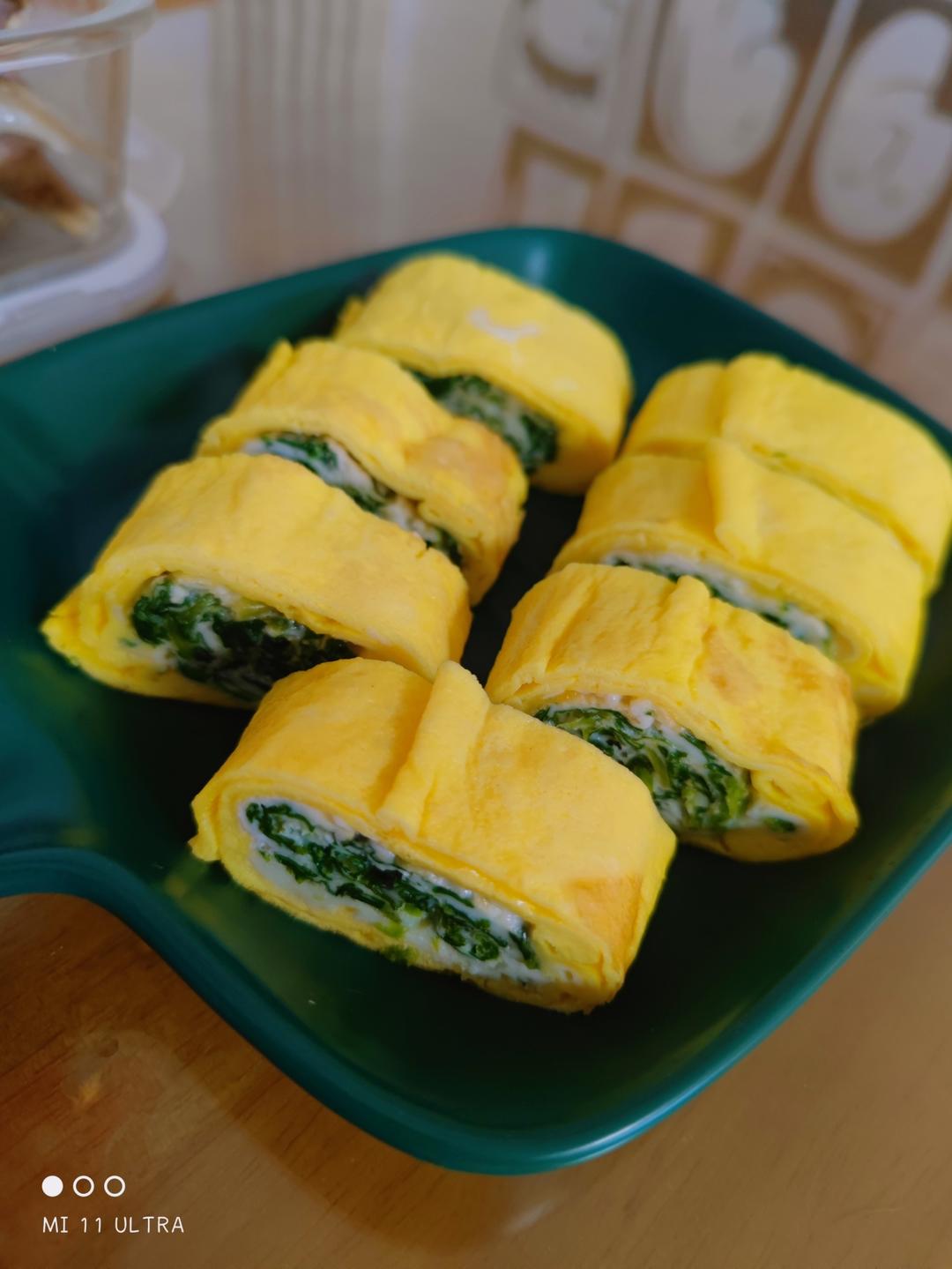 双色玉子烧（菠菜鸡蛋卷）