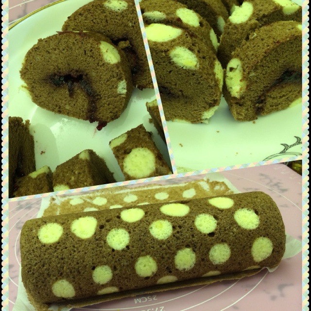 可可奶油波点蛋糕卷