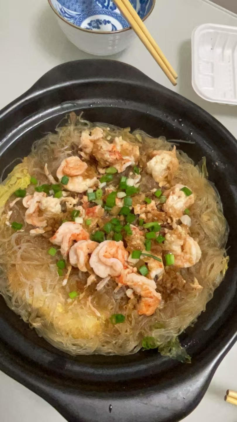 蒜蓉白菜粉丝虾煲