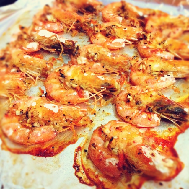 黑胡椒蒜香烤虾