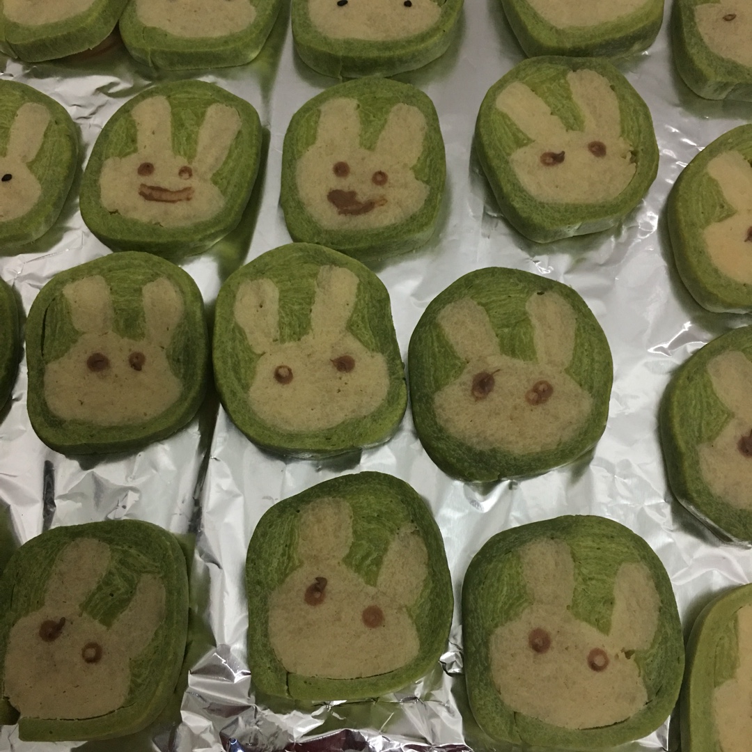 抹茶兔兔曲奇（比熊猫简单！超详细实物图+超良心手绘图）