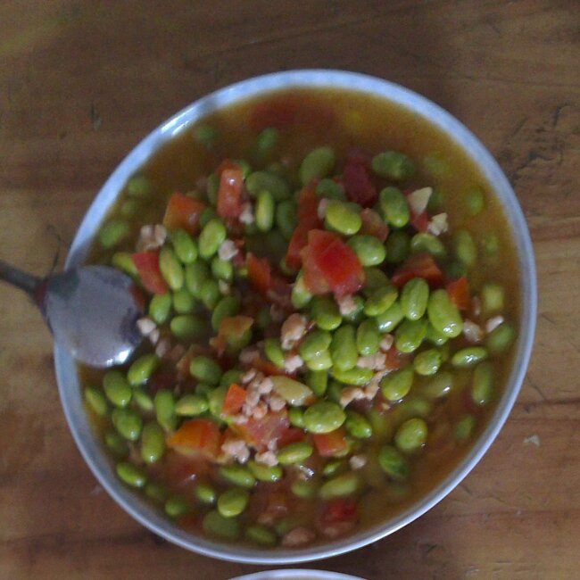 肉末番茄烧毛豆