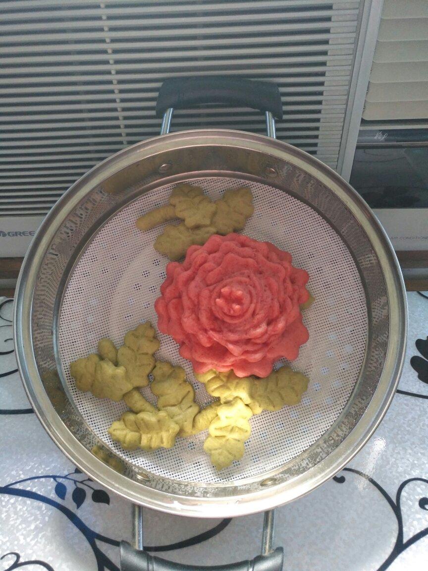简单花样馒头（七）玫瑰花与叶子